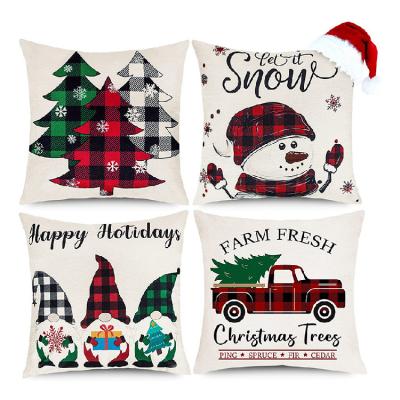 China Wholesale Eco-Friendly Christmas Series Plain Fabric Sublimation Digital Printed Tile Cover Eco-Friendly Canvas Pillow For Home Decor for sale