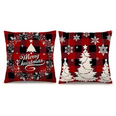 China Factory Price Anti-Static Cushion Cover Custom Cut Christmas Decor Faux Linen Linen Sheets Home Outdoor Pillow Covers for sale