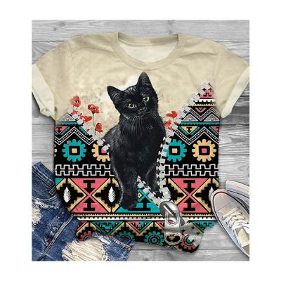 China Anti-Wrinkle Manufacturing To Custom Design Sublimation Printing Cheap Fashion Mens 3D Cat Animal P.attern Price Custom Printed T-Shirts for sale