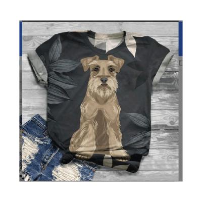 China Wholesale Custom Cartoon Print Anti-wrinkle Dog Dog New Women's Plus Size Blouse Oversized Loose Top T-shirt for sale