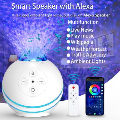 China Multi-Functional Projector Smart Ambient Voice Control Night Light Galaxy LED Flashing Light Alexa Auxiliary Speaker With Alexa for sale