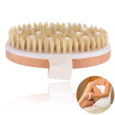 China EXFOLIATING Factory Price Oval Shape Boar Hair Body Brush Handheld Wooden Bath Body Brush For Shower Massage for sale