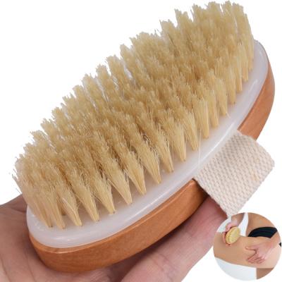 China EXFOLIATE Oval Shape Wooden Handle with Natural Boar Hair Dry Skin Body Brush Bath Brush for sale