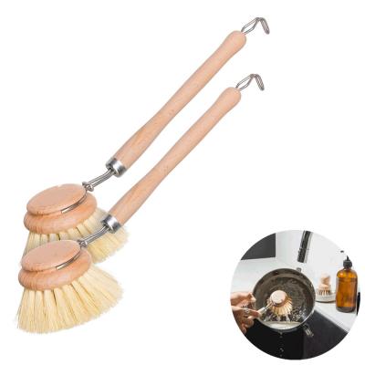 China Sustainable Natural Eco Friendly Detachable Kitchen Beech Tampico Sisal Dish Cleaning Brush With Wooden Handle for sale