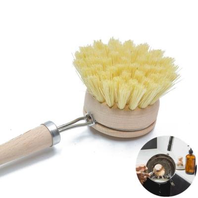 China Sustainable Home Kitchen Brush Dish Brush Bamboo Handle Sisal Cleaning Brushes Natural for sale