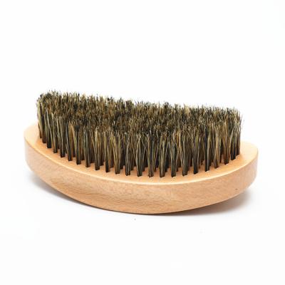 China Beards Wholesale Men's Oval Beech Curved Boar Stiffened Beard Brush for sale