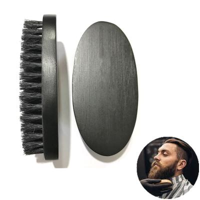 China Shaving Brush 100% Pure Boar Bristle Hair Brush Beard Care Black Bamboo Beard Brush For Men for sale