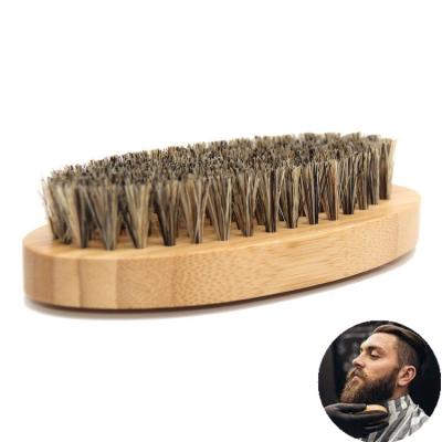 China 100% Custom Made Oval Nature Oval Boar Logo Bamboo Wooden Bristle Hair Shaving Brush Beard Brush For Men Beard Grooming Kit for sale