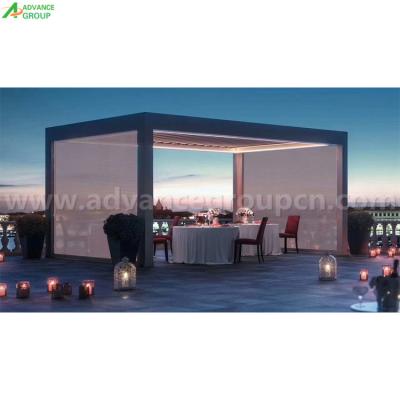 China China unique design easily assembled outdoor electric aluminum pergola with screens and lights for sale