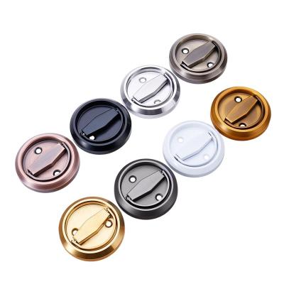 China Durable Hardware Stainless Steel Single Round Pull Ring With Lock Wood Door Anti-theft Hidden Latch for sale