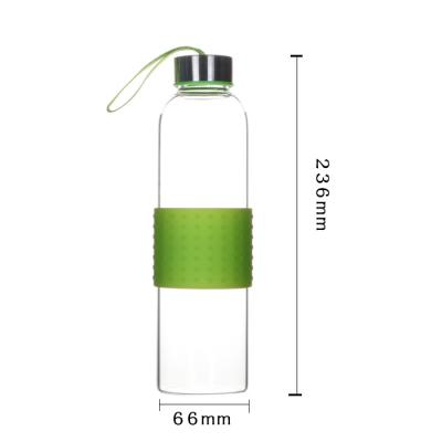 China 550ml /750/1000ml Sport Drinking Glass Sustainable Water Bottle With Silicone Sleeve Stainless Steel Lid for sale