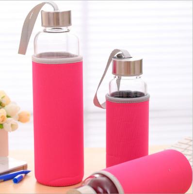 China Viable Bulk Buy China Custom Logo Printing Glass Water Bottle With Silicone Sleeve for sale