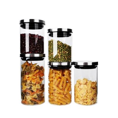 China Clear Glass Stocked Canister Stainless Steel Lid for sale