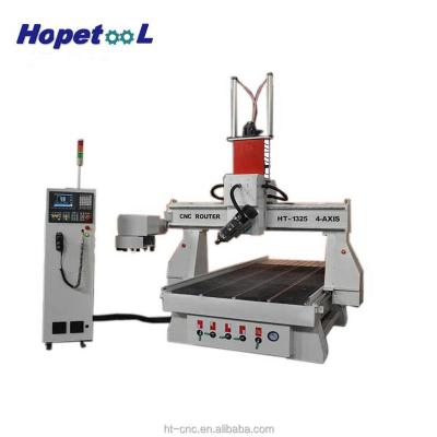 China Building Material Shops 1325 4 Axis CNC Router For Wood, Stone, Glass Engraving, Cutting Machine for sale