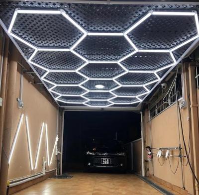 China Aoying Wholesale14 Car Workshop Grid Hexagon Light System Working Car Showroom Lights LED Hex Light for sale