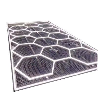 China Car Workshop Factory Direct Sales Hexagon LED Panel Hex Ceiling Workshop Light 14 Grid Hexagon Light System for sale