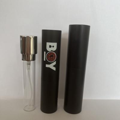 China Round Shape Perfume Spray Bottle 8ml 10ml Friendly Aluminum Material Matte Black Empty Twist Up Atomizer for sale