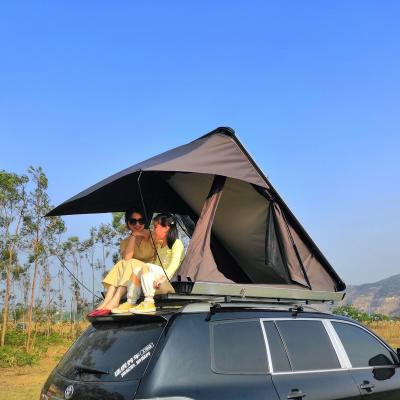 China Trigon / V-type ground auto tent 2 person car roof top tent nail tent aluminum roof snap top hardshell traveling triangle for sale