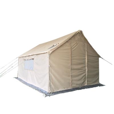 China Straight tie type 100% cotton waterproof canvas fabric relief tent camping tent for sale for sale