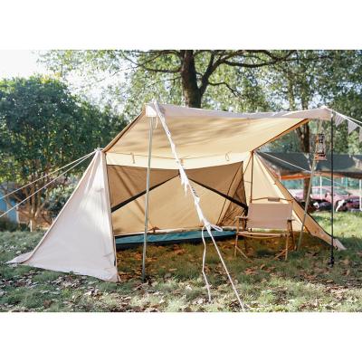 China Straight tying type high quality sun shelter double layers cotton canvas beach shade camping outdoor glamping tents for sale