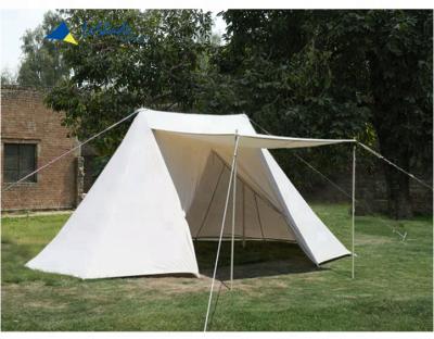 China cotton canvas sunshade shelter medieval tent UV-resistant outdoor glamping camping white color 5x3m for sale