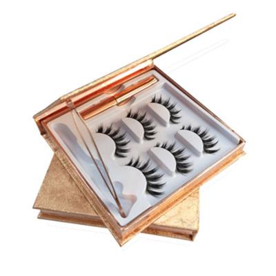 China Eyeylash false eyelash 2pairs natural soft wholesale magnetic maganets kit 5 one box lashes magnetic eyeliner withtweezer for sale