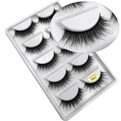 China Wholesale High Quality Natural Soft Fiber 3 D False Eyelashes Length Natural Lashes Protein 5 Pairs Seller for sale