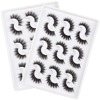 China Natural Curl Handmade 3D Mink False Eyelashes 9 Pairs Pack In 1 Cruelty Free Vegan Lashes Set for sale