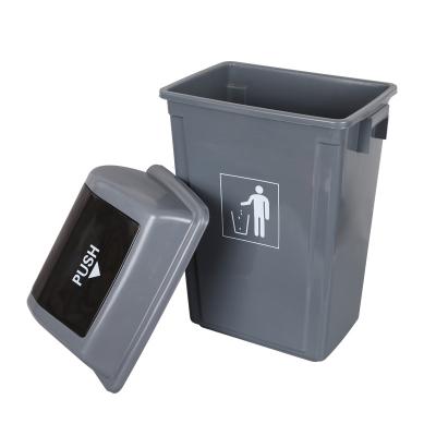 China 13 Gallon Plastic Kitchen Waste Bin Trash Can With Swing Lid Black Or Gray Sustainable for sale