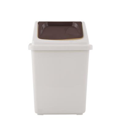 China Stored Square Bin Plastic Trashbin For Kitchen Bathroom With Swing Lid for sale