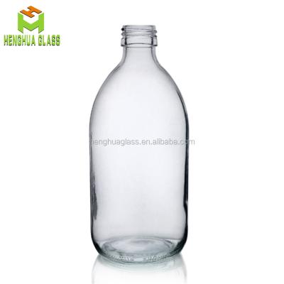 China 500ml Clear Syrup Glass Bottle 16oz Syrup Glass Water Bottle With 28mm Cap for sale