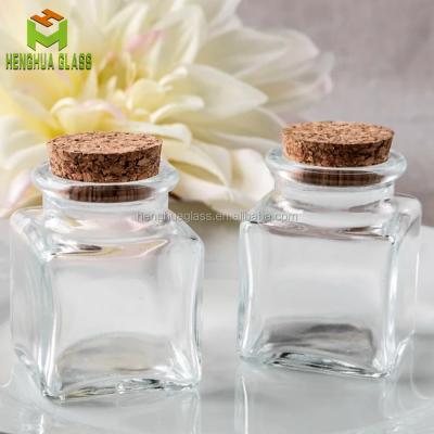 China Simply Organic Glass Spice Bottle Square 50ml Spice Peppermint Bath Salt Mini Glass Bottles And Bath Salts With Cork for sale