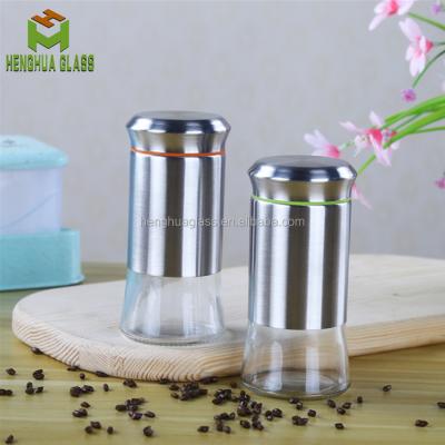 China 120g Kitchen Herb Salt Pepper Jar 5oz Glass Spice Glass Bottle With Stainless Steel Lid for sale