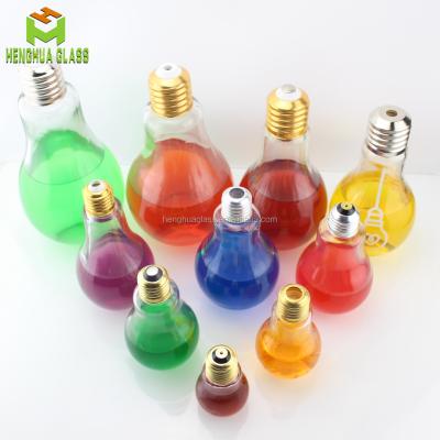 China 2oz-28oz Beverage Clear Bulb Glass Drinking Bottle With Metal Screw Cap Juice Beverage Milk Bottle for sale