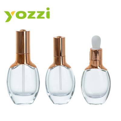 China 50ml 100ml 120ml Series Cosmetic Cylinder 00407 Transparent Glass Lotion Bottle for sale