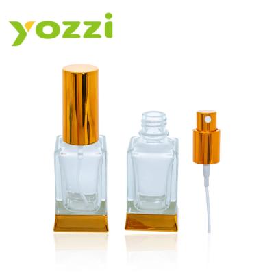 China 30mL Bottom Lid Cosmetic Gold Square Spray Cap Perfume Bottle Pump Gold Spray Customized Perfume Bottles With Sprayer for sale