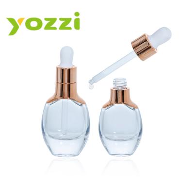 China Cosmetic Glass Amber Bottles Clear/Frosted Cosmetic Dropper Bottle 30ml Personal Care Serum/Essential Oil for sale