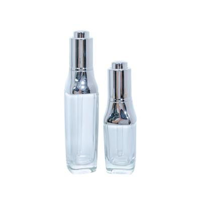 China Cosmetic Push 30mL Essential Oil Dropper Cap Refillable Dropper Bottle Glass for sale