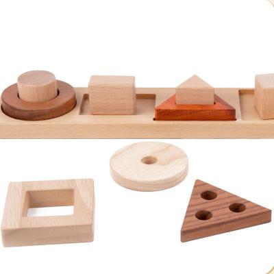 China Material Girls Boys Intelligence Montessori Wooden Sorting Sorting Stacking Toys For Toddlers Kids Color Recognition Stacker Preschool Shape for sale