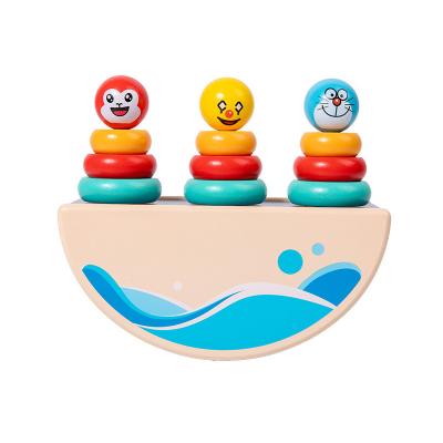 China Construction Toy Wooden Stacking Toys for Toddlers Cute Stacking Blocks Balance Play Montessori Material Preschool Educational Toys for sale