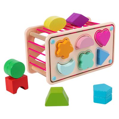 China Kids Learning Playing Wooden Shape Sorter Toys For Toddlers Montessori Material Toys For 1 Year Old Cube Boys Babies Geometric Shape Active for sale