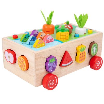 China 100% Eco-Friendly Montessori Materials Play Wooden Toys Developmental Shape Matching Puzzle Matching Carrots Harvest Play Birthday Gifts for sale