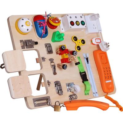 China Eco-Friendly Material Busy Board For Toddlers Montessori Activity Material Wooden Board For Preschool Activities Wooden Sensory 3 Year Old Toddler for sale