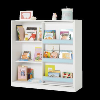 China Eco-Friendly Kids Wooden Kids Bestselling MDF Rack Book Shelf Storage Rack Floor Black White Customize Painting Style oem wall for sale