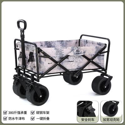 China Cheap Outdoor Picnic Wagon Travel Portable FLASHING Garden Picnic Wagon Trail Carrying Folding Camp Service Cart for sale