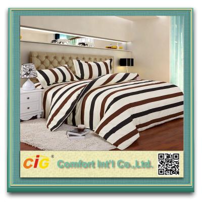 China Striped Luxury White / Blue / Red Polyster Cotton Bed Sheets Soft Fitted for sale