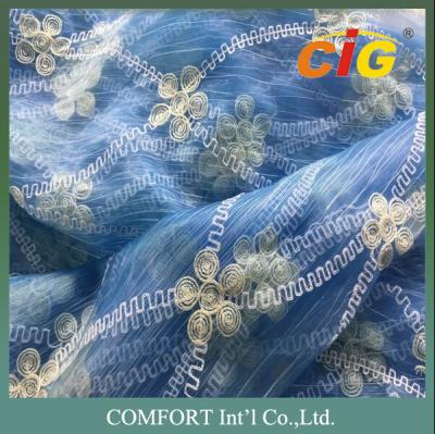 China Home Furnishing Textiles 280cm Wide Embroider Polyester Curtain Voile Fabric for sale