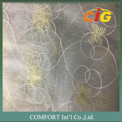 China 60 G/M2 Polyester Material Home Textile Products Embroidered Voile Curtain Fabric for sale