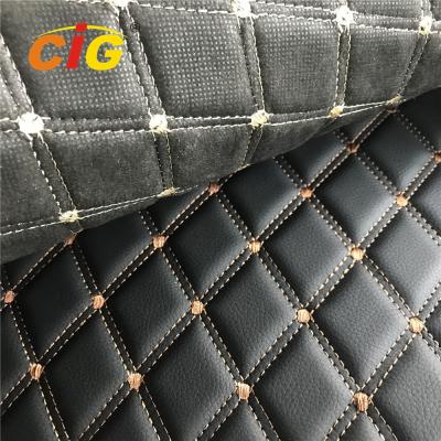 China Embroidery PVC leather Used for Car Seat Car Floor with 5-6mm High Density Foam for sale