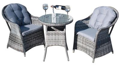 China Grey Rattan 3 Piece Outdoor Bistro Set Garden Furniture for sale